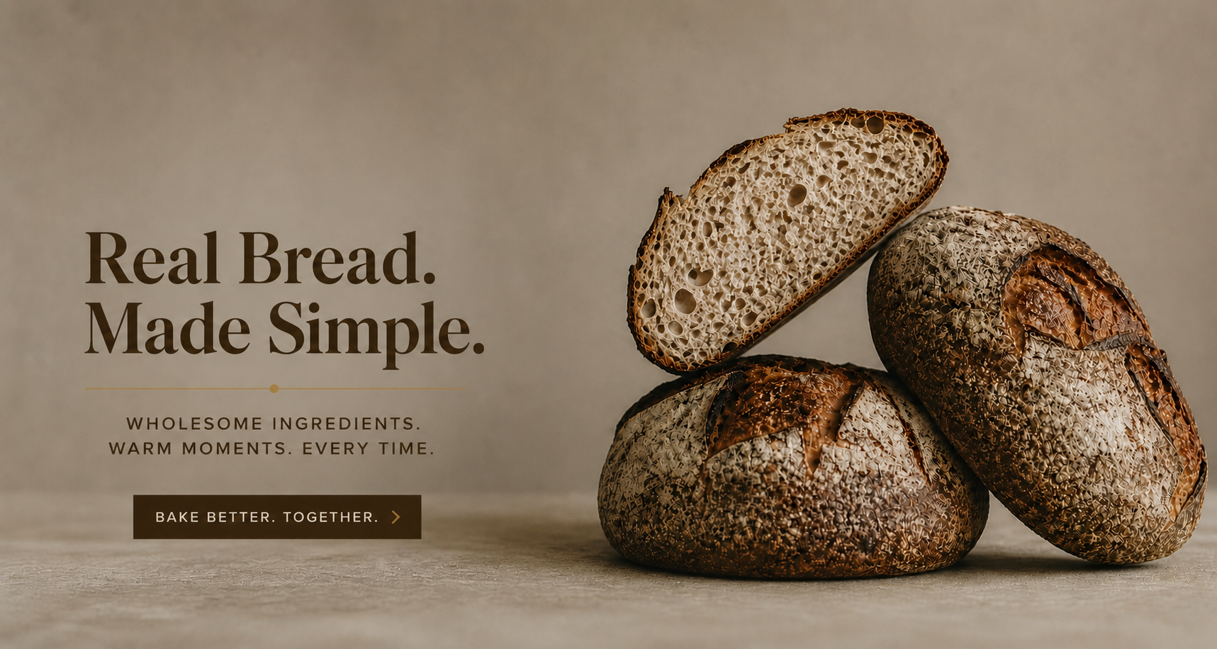 Earth Origin campaign artwork — real bread, made simple